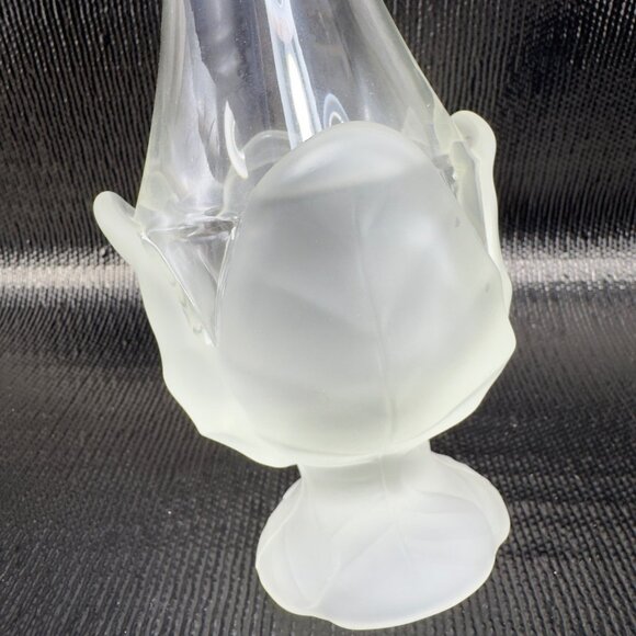 Viking Glass Swung Vase with Frosted Cabbage Base 12inch Clear Glass Vase Vessel - Picture 8 of 16